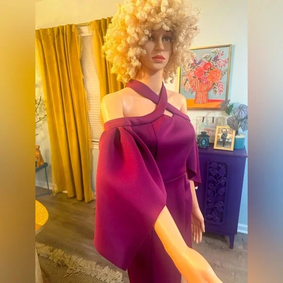 ASOS Purple/Maroon Unique Edgy Cut Out Dress Sz 4 - NWT - Picture 4 of 16